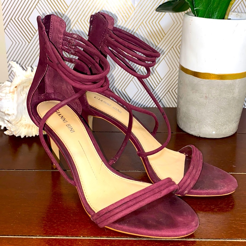 Gianni Bini Suede Ankle Strapped Pumps With Pointed Toe